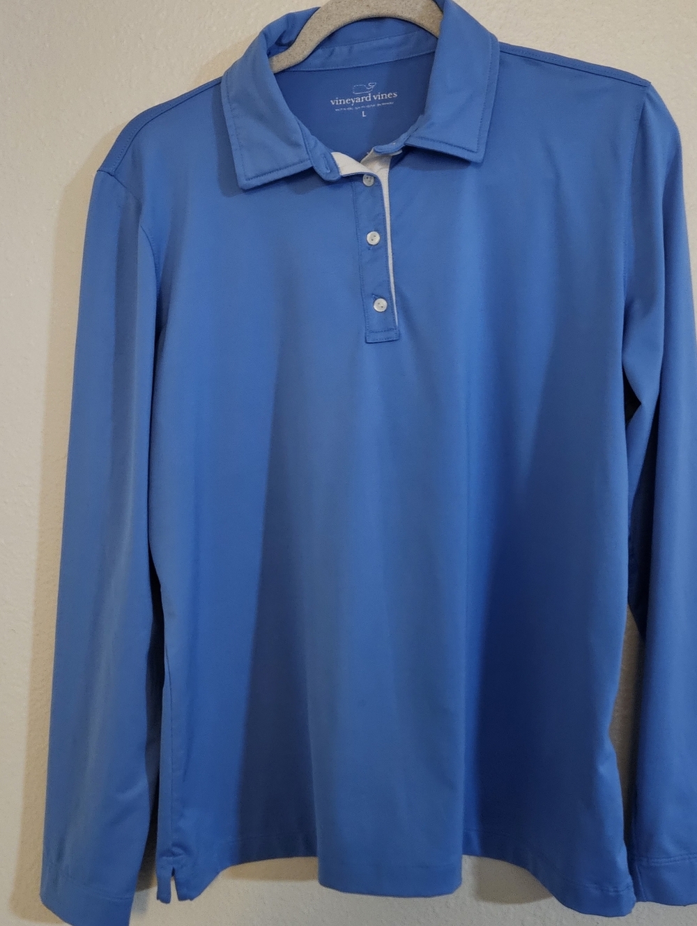 Vineyard Vines Women’s Performance Long Sleeve Polo Blue L Sankaty Golf